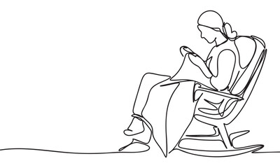 Woman Knitting in Rocking Chair