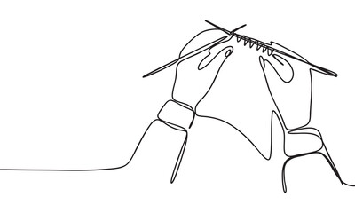 Knitting Hands A Continuous Line Art Depiction of Craftsmanship