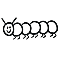 Hand drawn worm outline for animal, insect, decorations, spring, summer, picnic, park, home yard, nature, garden, plants, tree, stickers, blossom, blooming, brooch, soil, outdoors, kid colouring book