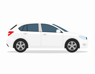 Obraz premium White Car Side View Illustration.