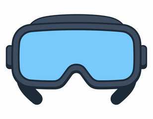 Pair of Dark Blue Ski Goggles with Light Blue Lenses.