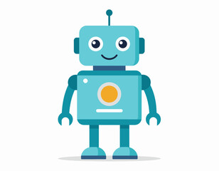 Fototapeta premium Cute Light Blue Robot with Happy Expression.