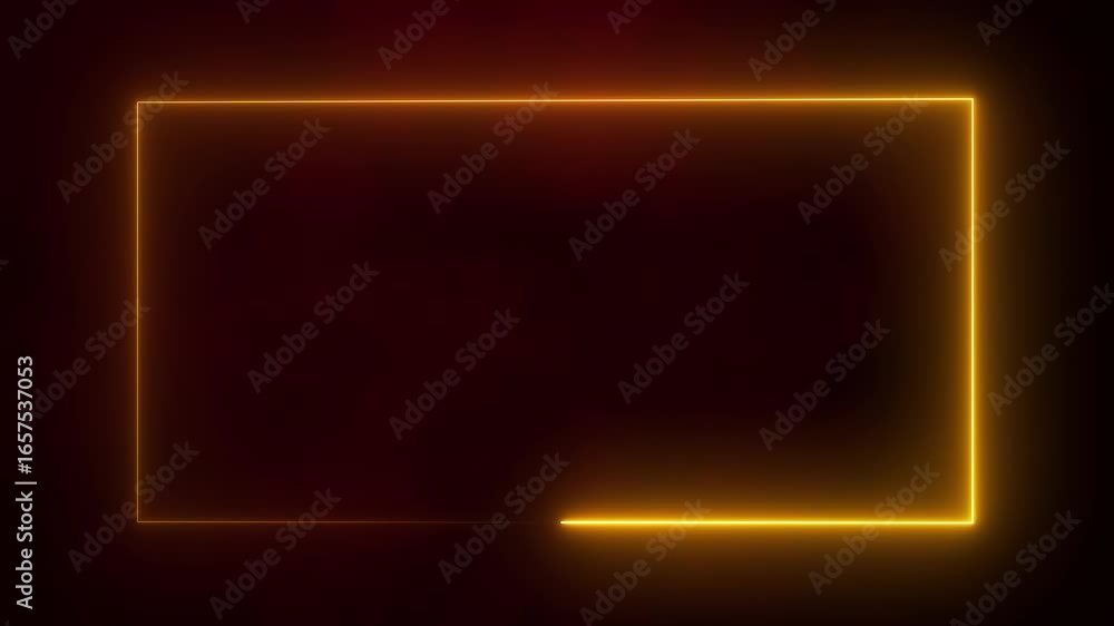 Poster orange neon lines animation moving on black background and red smoke moving as background element, l