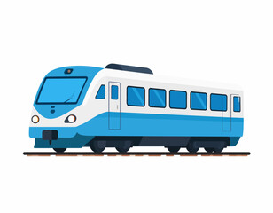 Modern Light Rail Train on Tracks.