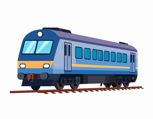 Fototapeta premium Modern Blue Passenger Train on Tracks.