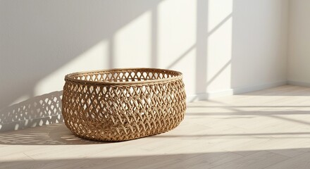 Fototapeta premium Handwoven Seagrass Oval Basket Stylish Storage Solution for Home Decor