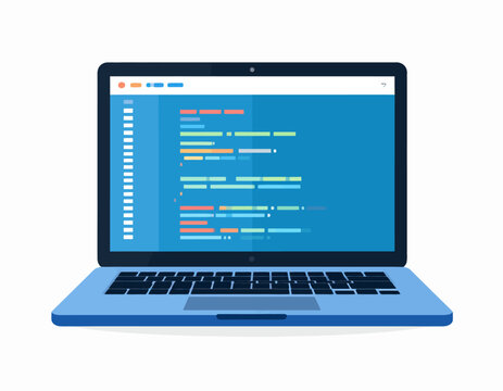 Open Laptop Displaying Programming Code.