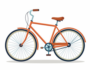 Classic Retro Orange Bicycle Illustration.