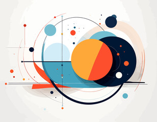 Obraz premium Abstract Geometric Composition with Circles and Lines.