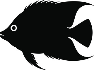 Obraz premium Black angelfish silhouette with white eye vector