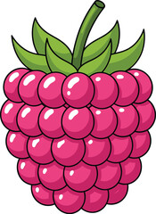 Juicy Raspberry Fruit Cartoon Vector Illustration