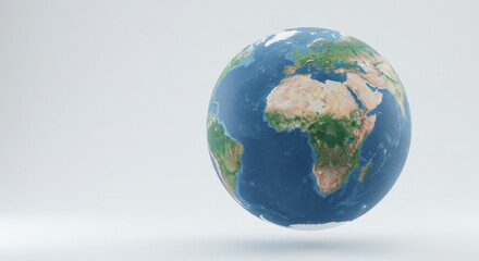 Fototapeta premium Globe with Detailed World Map Isolated on White Background