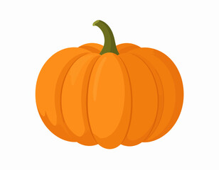 Obraz premium Round Orange Pumpkin with Stem.