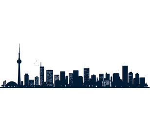 Silhouette of a Modern City Skyline, Toronto Style.