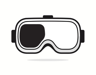 Simple Black and White VR Glasses Icon.