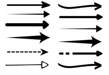 Arrow Icons Set – Straight, Curved and Dashed Vector Arrows for Infographics and Graphic Design