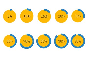 Set of percentage icons, set of sale percentages, % icons