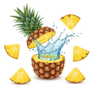 Pinaple and water splash