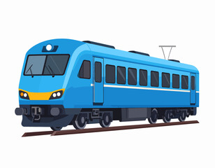 Fototapeta premium Modern Blue Passenger Train on Tracks.