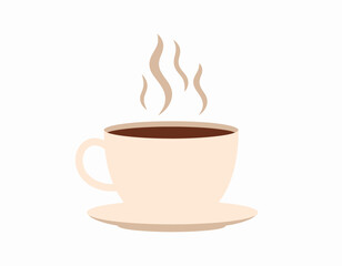 Warm Beige Coffee Cup with Steaming Hot Drink.