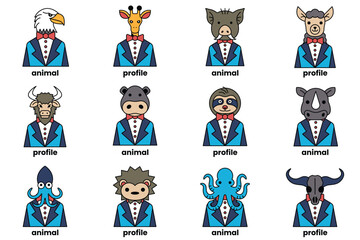 A collection of animal profile pictures