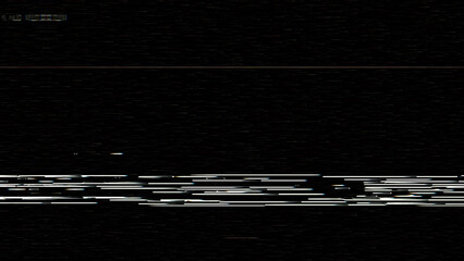 Glitch on black Screen: A visual depiction of digital corruption, presented on a stark black...