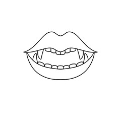 A vampire's mouth with teeth showing