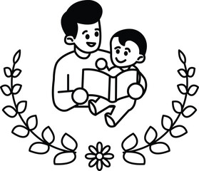 A man and a child are reading a book together