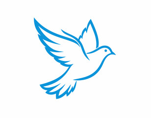 Obraz premium Stylized Outline of a Flying White Dove.