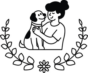 A woman is holding a dog