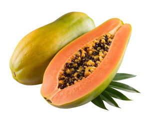 Fresh Papaya Slices Against a transparent background. AI Generated 