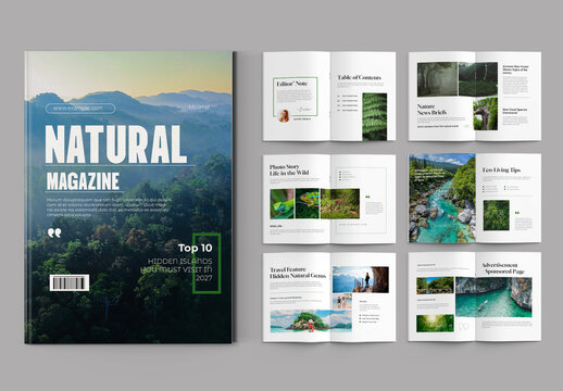 Clean Natural Green Magazine Template