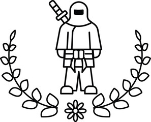 A man with a sword is standing in front of a flower
