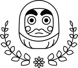 A black and white drawing of a face with a flower in the background