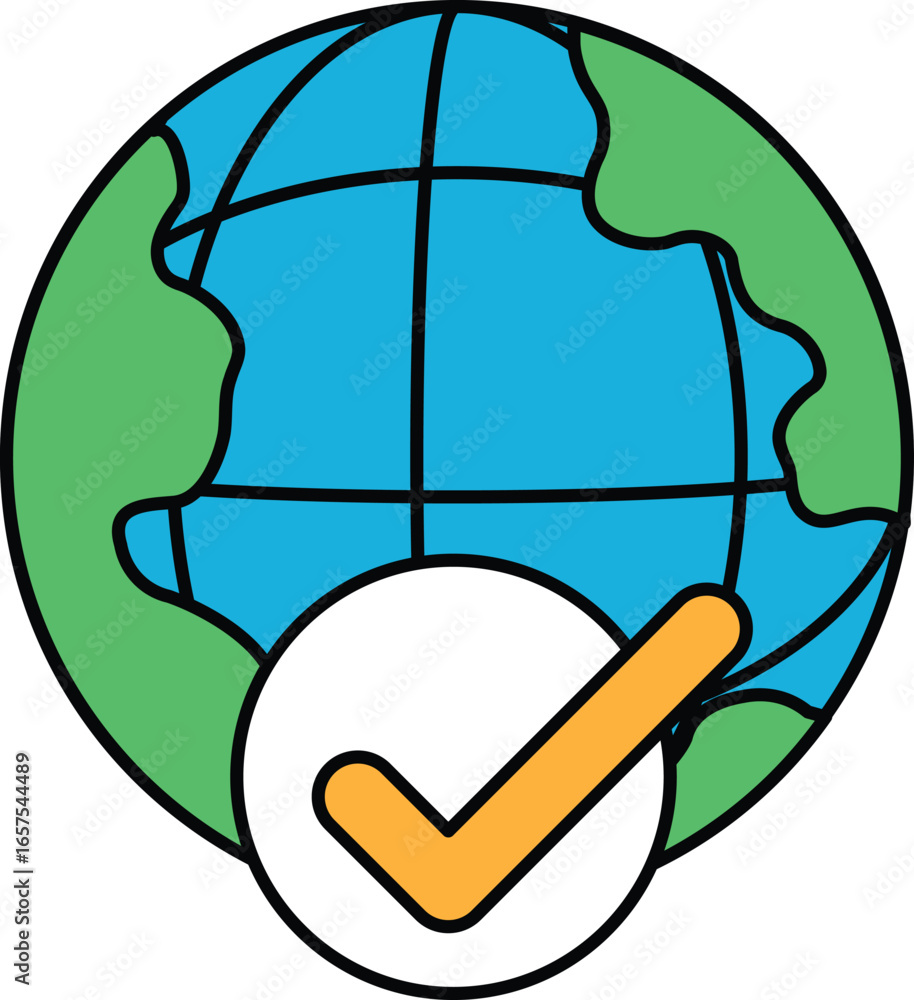 Poster A globe with a check mark on it