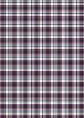 Blue and pink plaid fabric textile with a seamless checkered pattern and brown details