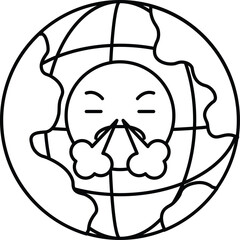 A cartoon of a person with a face that looks like it is blowing its nose