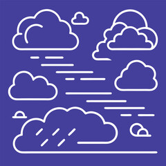 Fototapeta premium Minimalist Cloud Illustration: Vector Graphic of Clouds and Wind for Design Projects