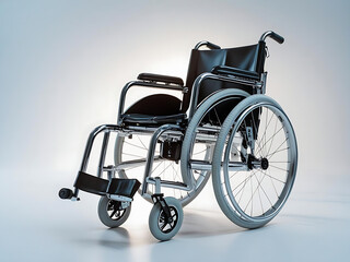 Fototapeta premium Folding Medical Wheelchair with Steel Frame and Rubber Wheels