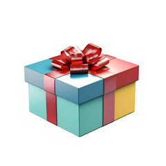 Fototapeta premium Colorful Gift Box with Red Bow. Perfect Present for Holidays and Celebrations