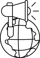 A large speaker is on top of a globe