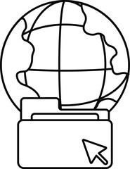 A file folder is shown with a globe on top of it