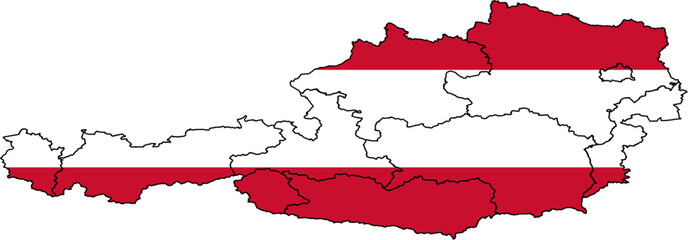 Austria Map with National Flag – EPS Vector Illustration