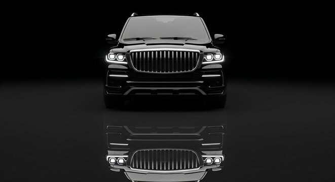 Luxurious Black SUV on a Reflective Surface