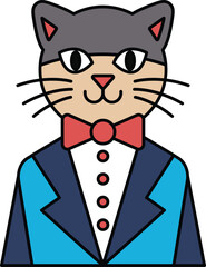 A cat wearing a suit and tie