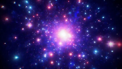 Obraz premium Starry blue space with cosmic dust and distant galaxies