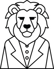 A lion wearing a suit and tie