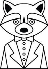A raccoon wearing a suit and tie