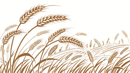 Vector art of a vector illustration of a wheat field with ears of grain