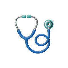 Blue and light green stethoscope isolated on transparent background, medical equipment concept